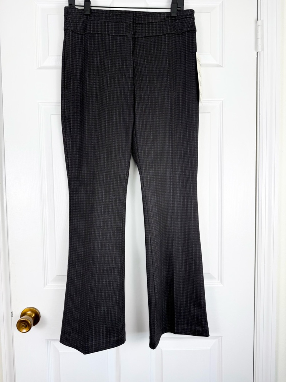 NWT Zac and Rachel Black Gray Plaid Tummy Control Stretch Dress Pants Medium